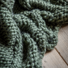 Load image into Gallery viewer, Cable Knit Diamond Throw Olive
