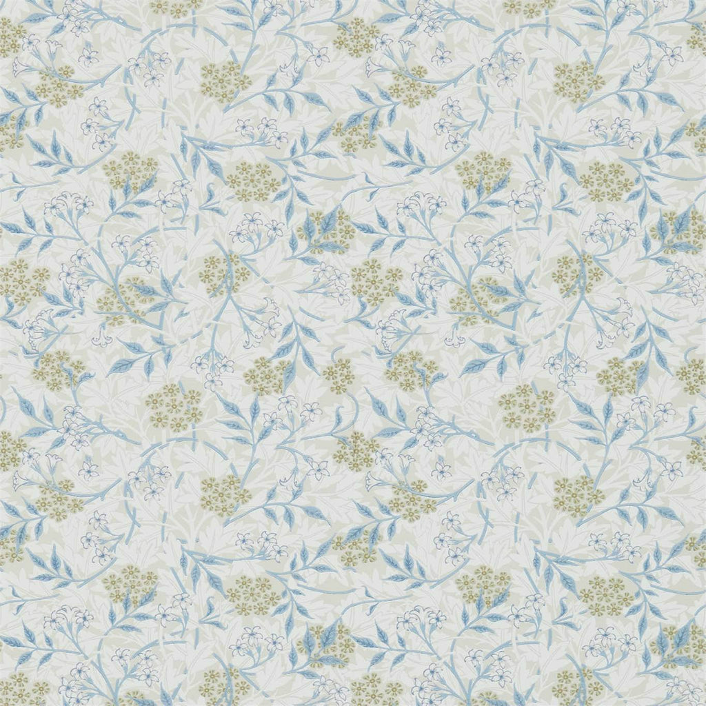 Morris & Co Jasmine Ecru Woad Blue Floral Wallcovering