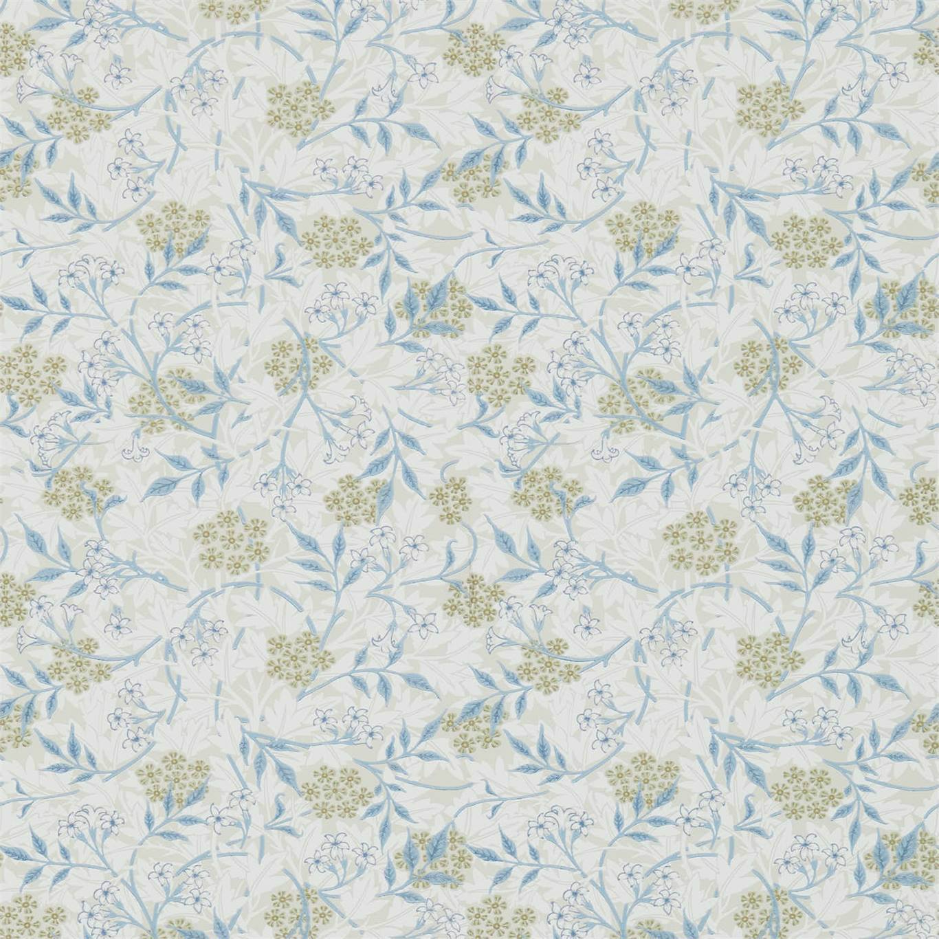 Morris & Co Jasmine Ecru Woad Blue Floral Wallcovering