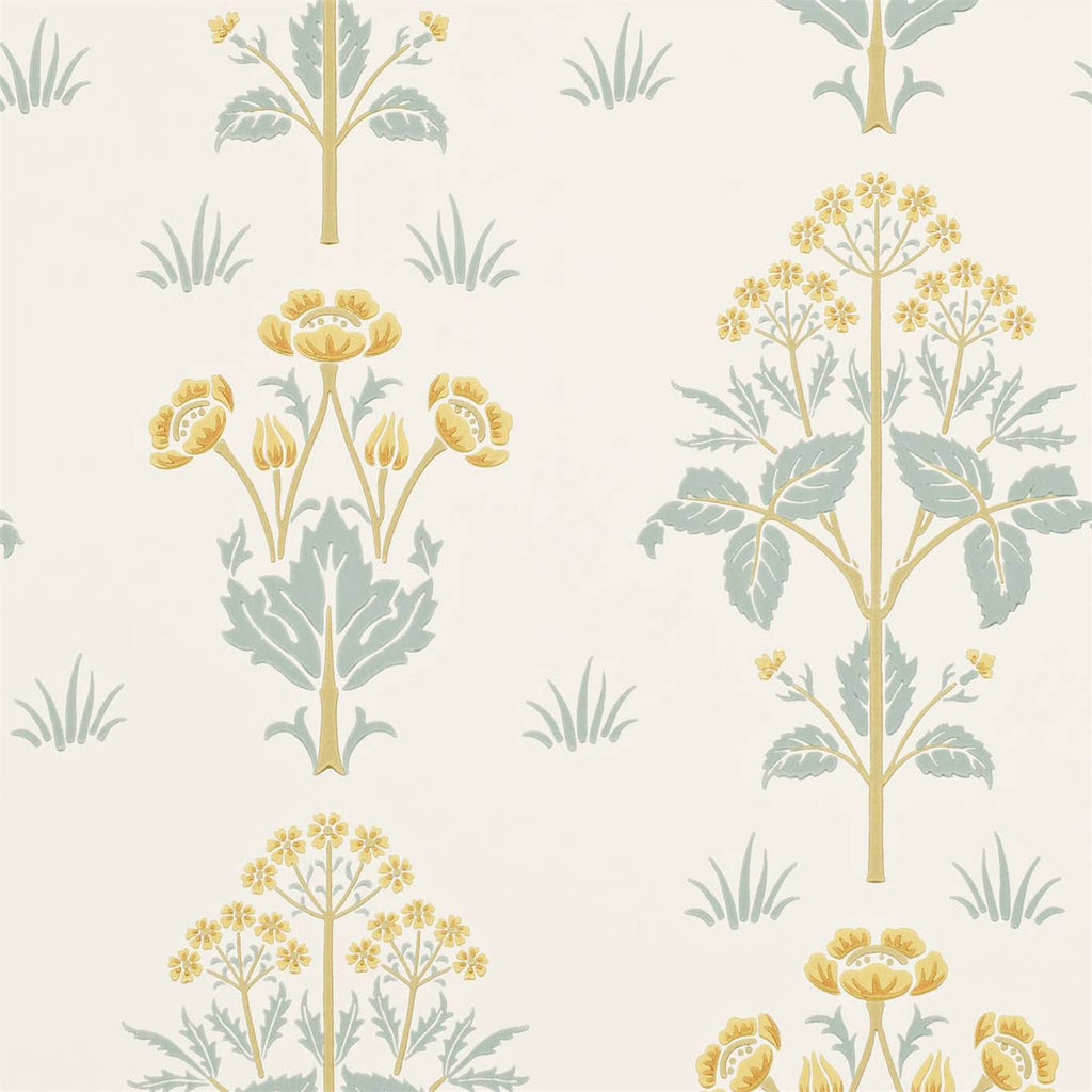 Morris & Co Meadow Sweet Gold/Slate Floral Wallcovering