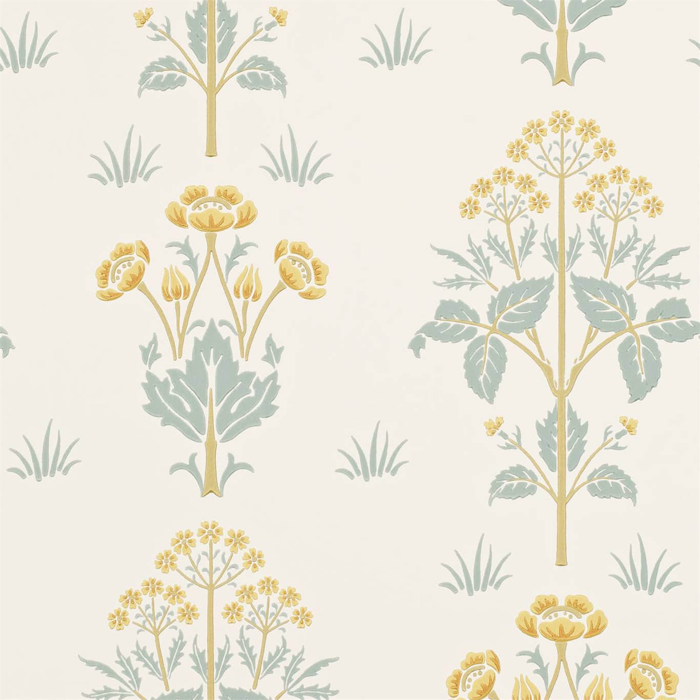 Morris & Co Meadow Sweet Gold/Slate Floral Wallcovering