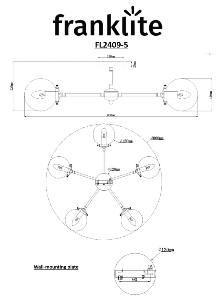 Attraction Semi-Flush 5 Ceiling Light