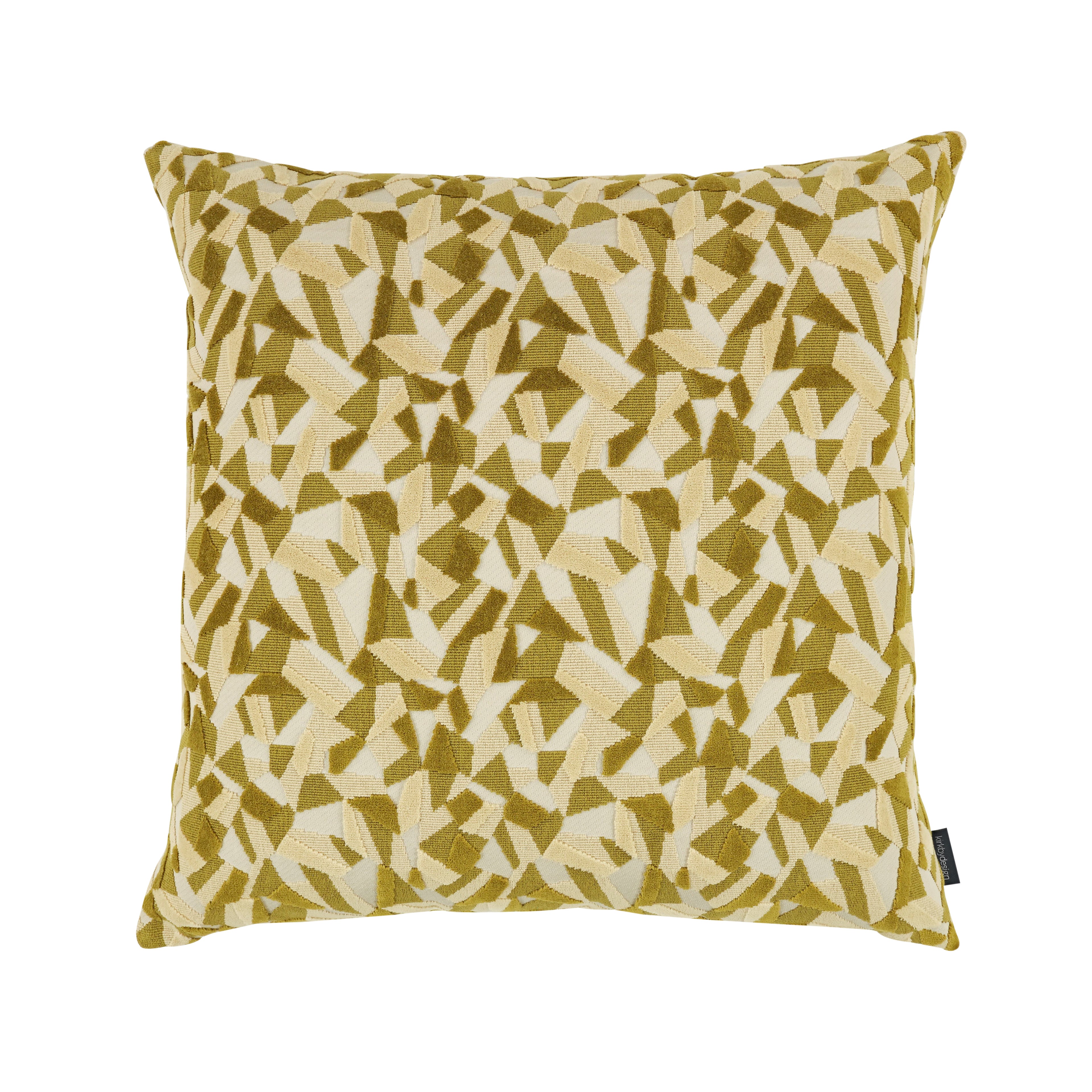 Aerial 60cm Velvet Geometric Cushion Fern Kirkby Design