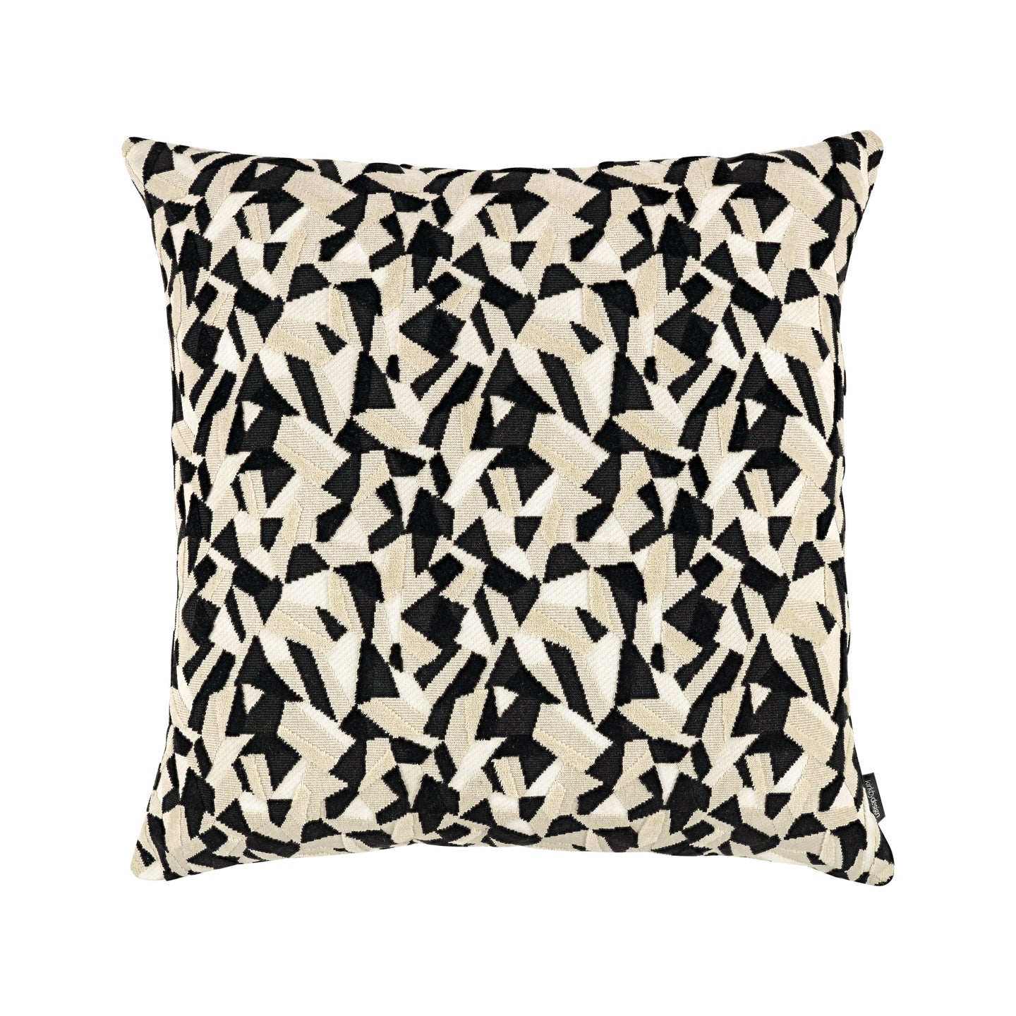 Aerial 60cm Velvet Geometric Cushion Monochrome Kirkby Design