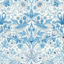 Load image into Gallery viewer, Morris &amp; Co Simply Strawberry Theif Woad Blue Floral Bird Wallcovering
