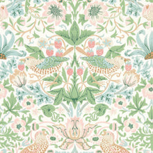 Load image into Gallery viewer, Morris &amp; Co Simply Strawberry Theif Cochineal Pink Floral Bird Wallcovering
