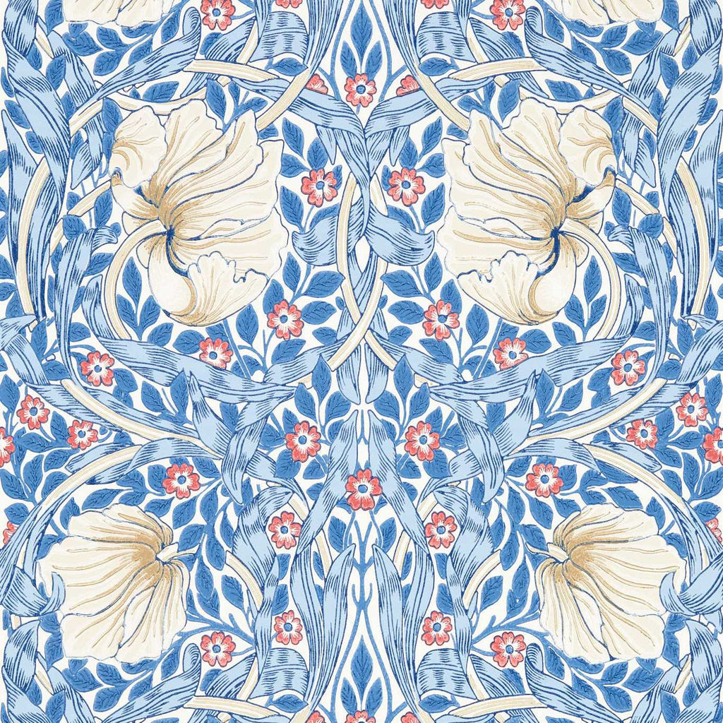 Morris & Co Pimpernel Woad Blue Floral Wallcovering