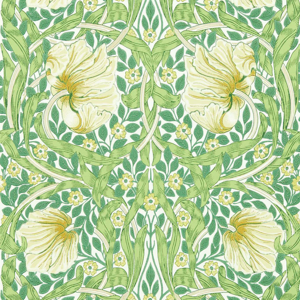 Morris & Co Pimpernel Weld Leaf Green Floral Wallcovering