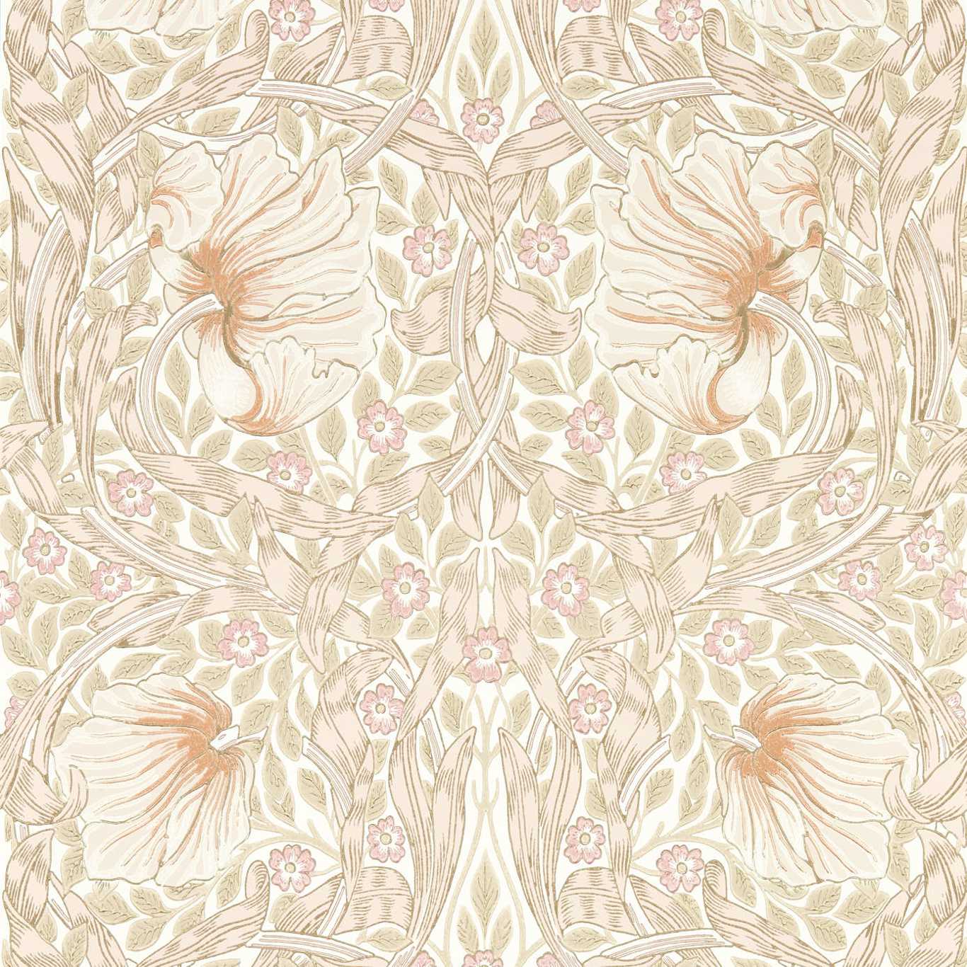 Morris & Co Pimpernel Cochineal Pink Floral Wallcovering