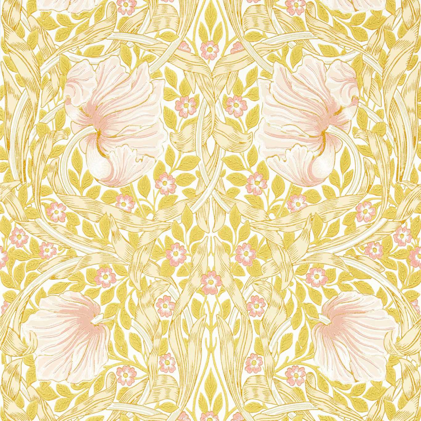 Morris & Co Pimpernel Sunflower Pink Floral Wallcovering