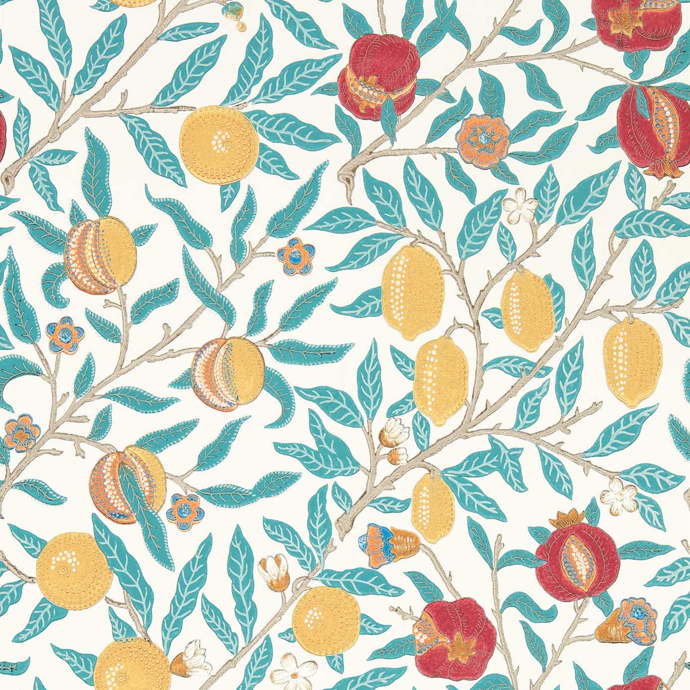 Morris & Co Fruit Green Indigo Madder Floral Wallcovering