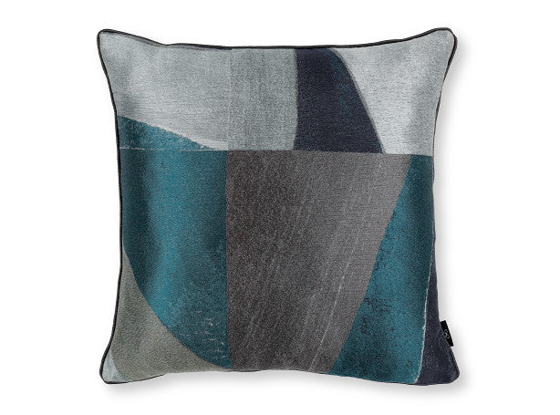 Tabala Cushion Teal Decorative Jacquard Weave Black Edition