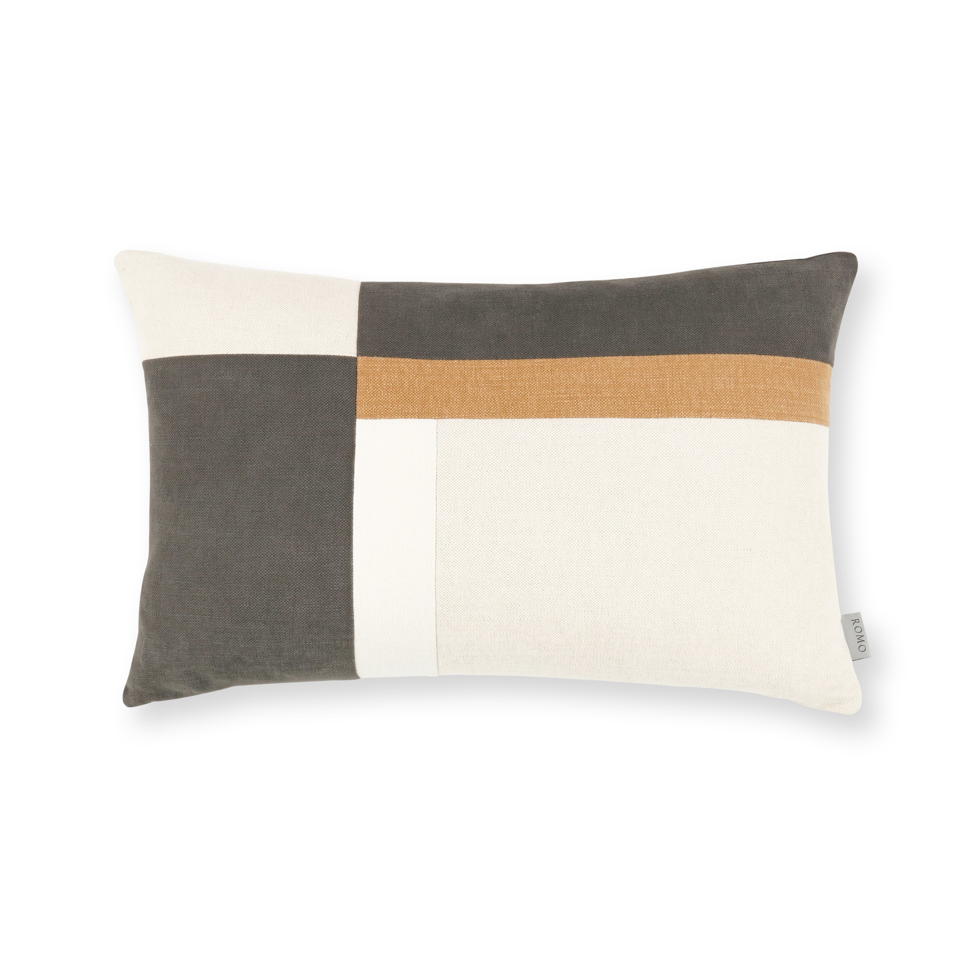 Linara Patchwork 60cmx40cm Cushion Charcoal Romo