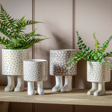 Load image into Gallery viewer, Polka Dot Welly Planter with Feet
