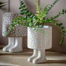 Load image into Gallery viewer, Polka Dot Welly Planter with Feet
