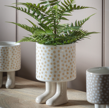 Load image into Gallery viewer, Polka Dot Welly Planter with Feet
