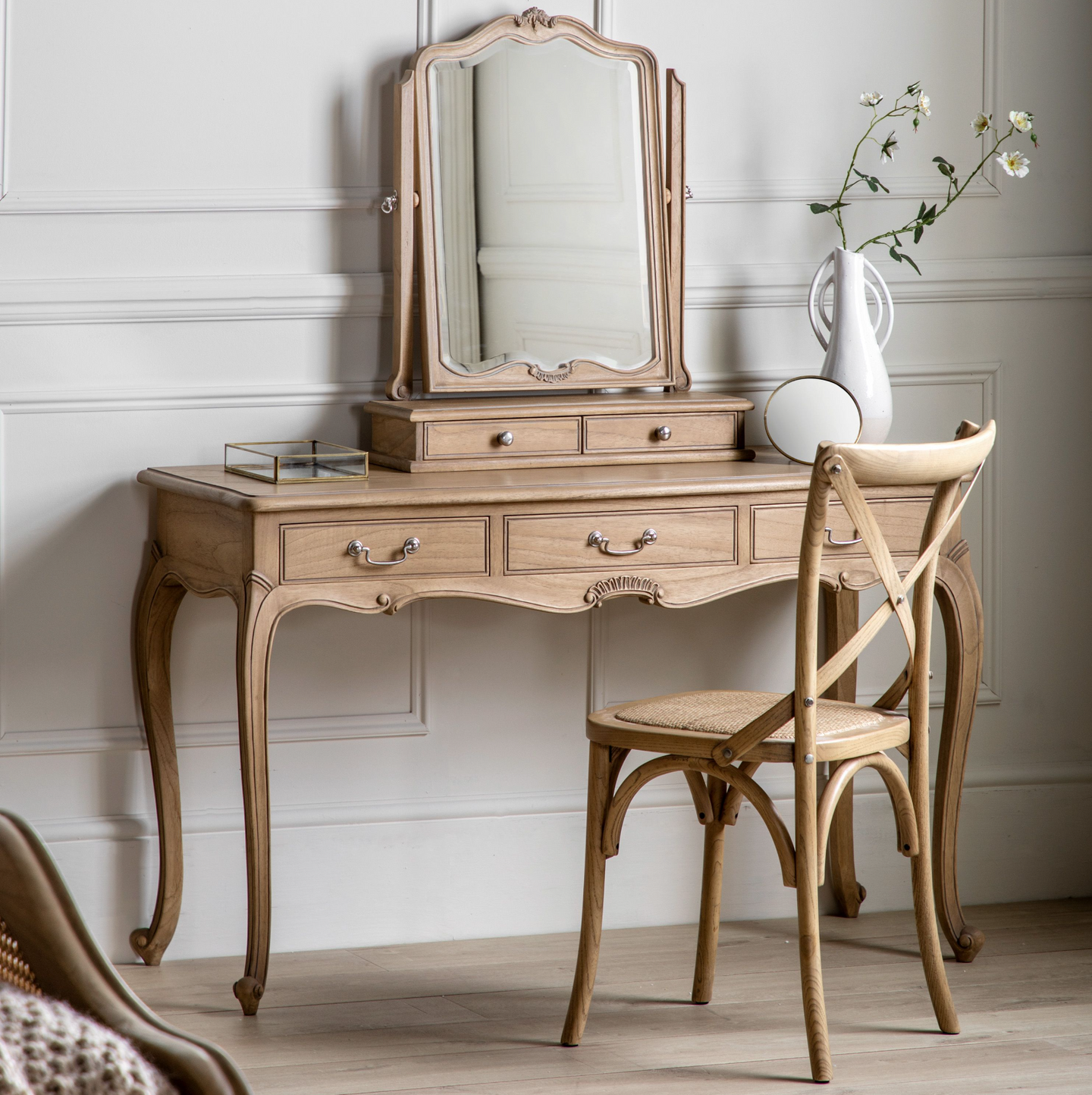 Chic Dressing Table Weathered Ash Wood