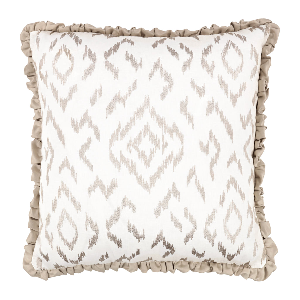 Folly 55cm Geometric Embroidered Cotton Cushion Calico Villa Nova