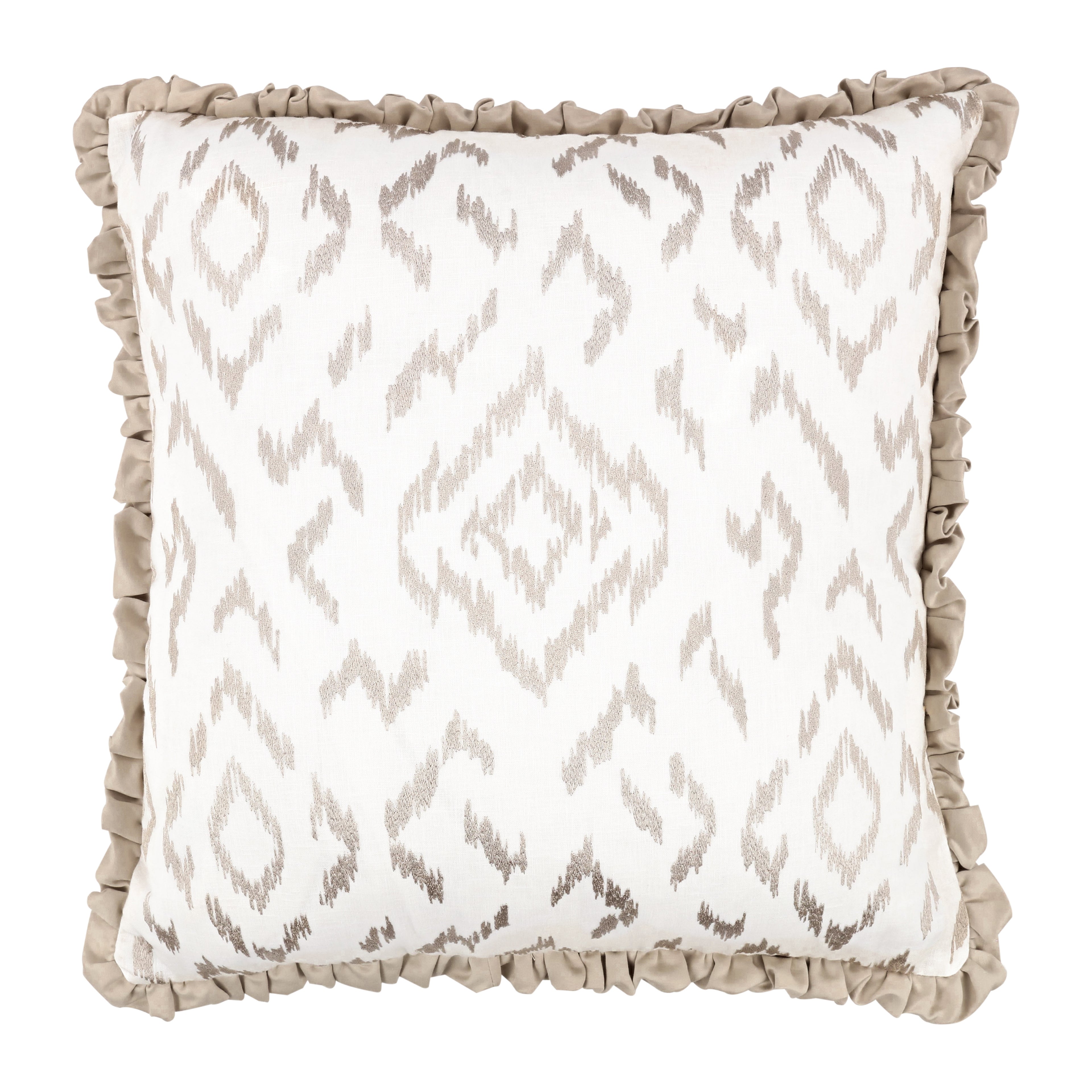 Folly 55cm Geometric Embroidered Cotton Cushion Calico Villa Nova