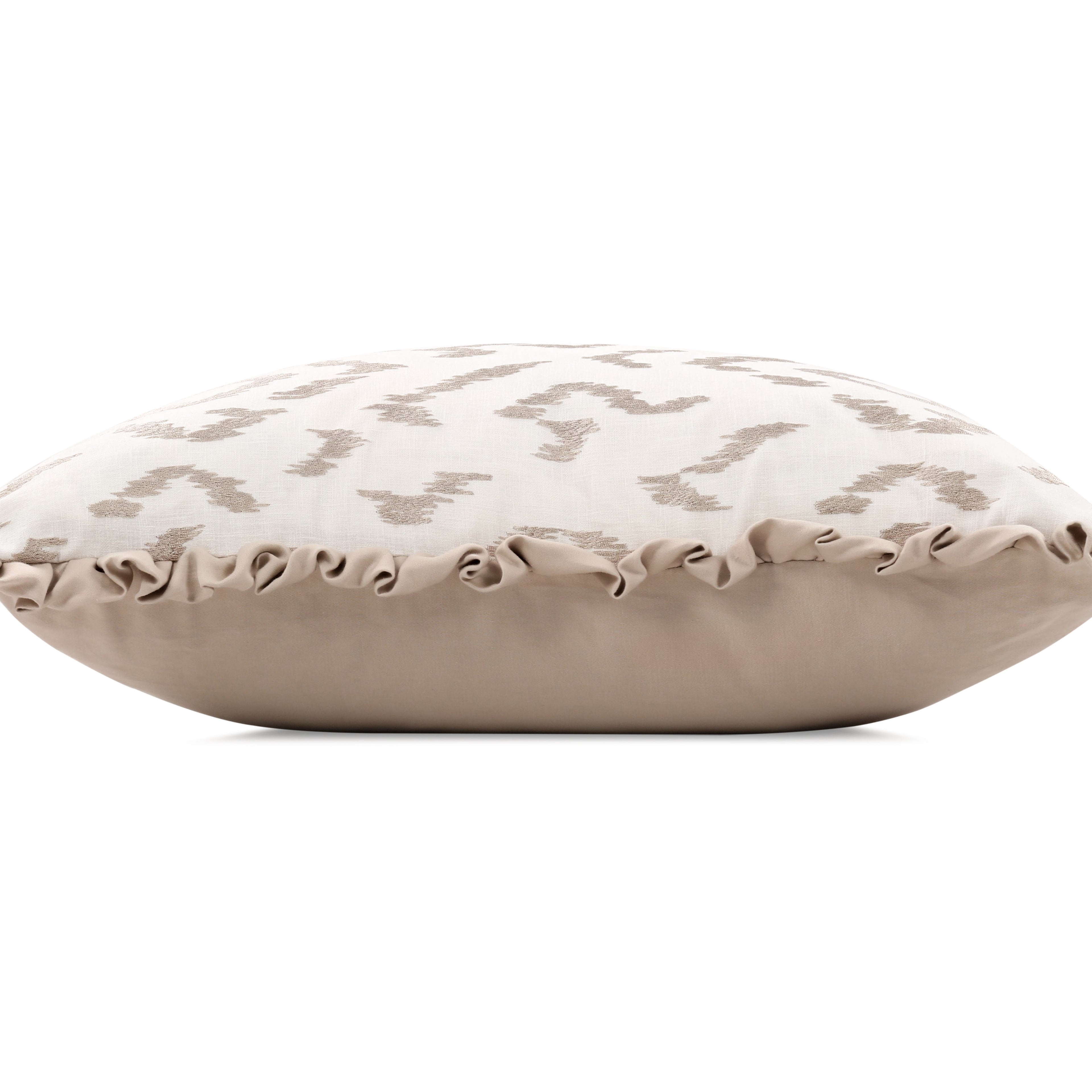 Folly 55cm Geometric Embroidered Cotton Cushion Calico Villa Nova