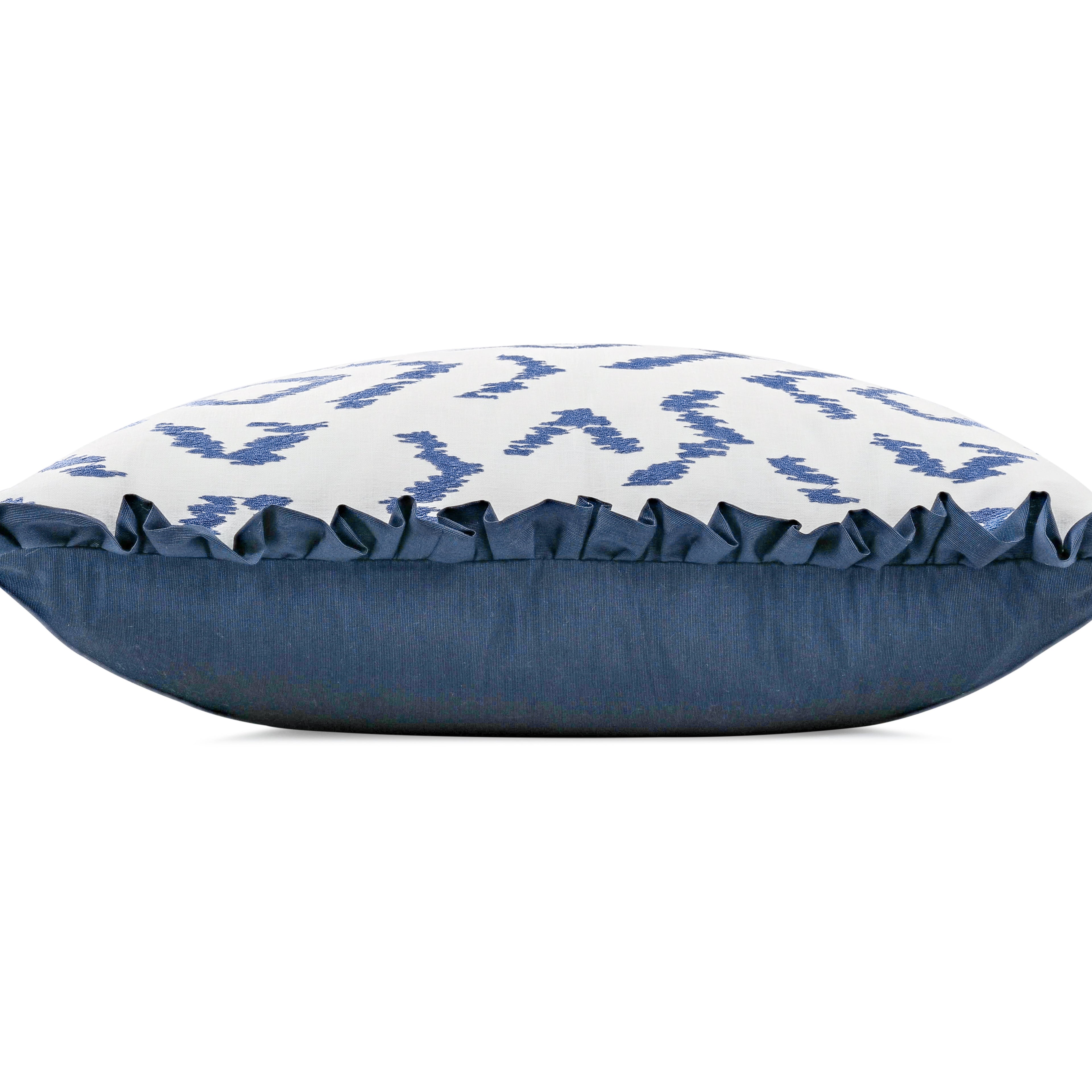 Folly 55cm Geometric Embroidered Cotton Cushion Cornflower Villa Nova