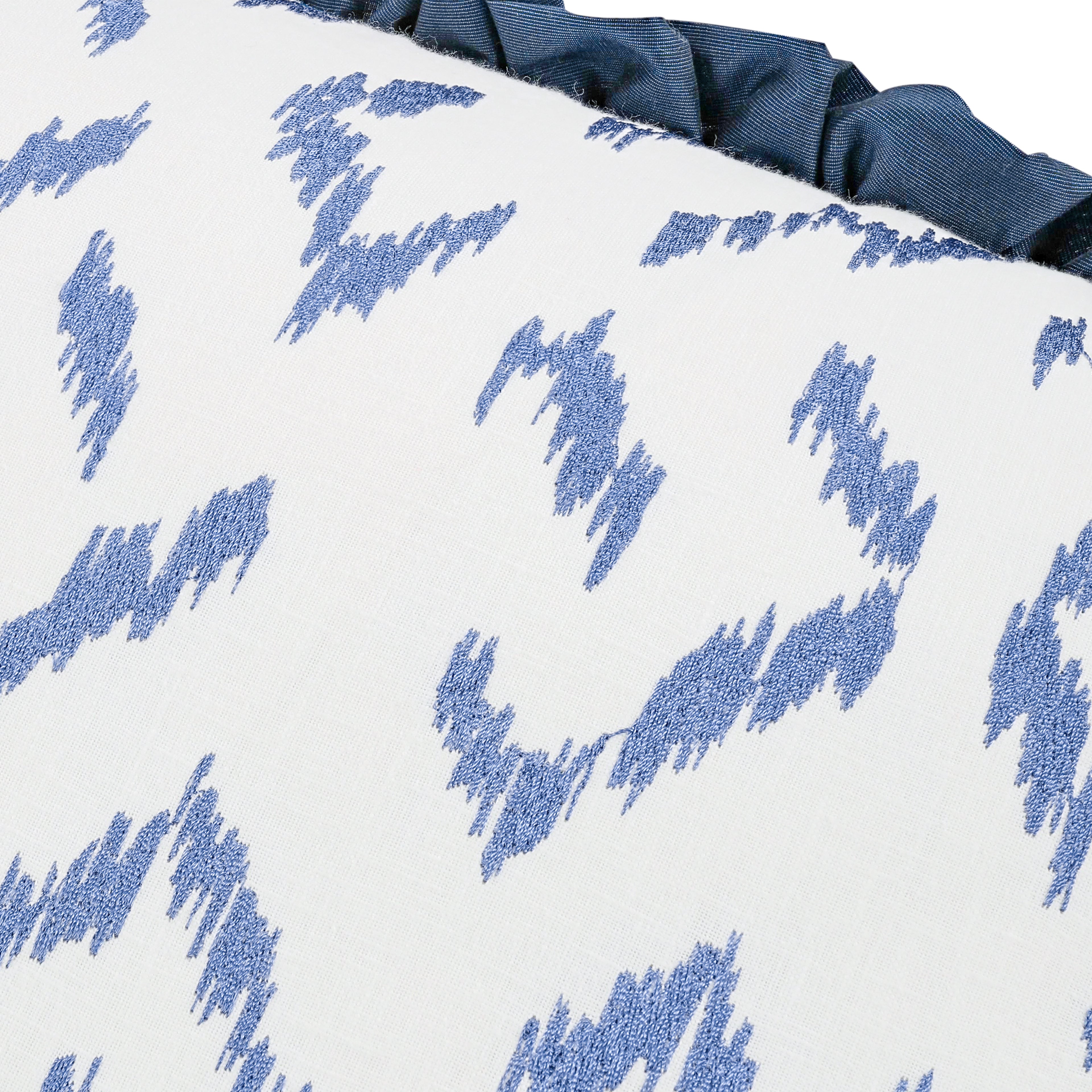 Folly 55cm Geometric Embroidered Cotton Cushion Cornflower Villa Nova