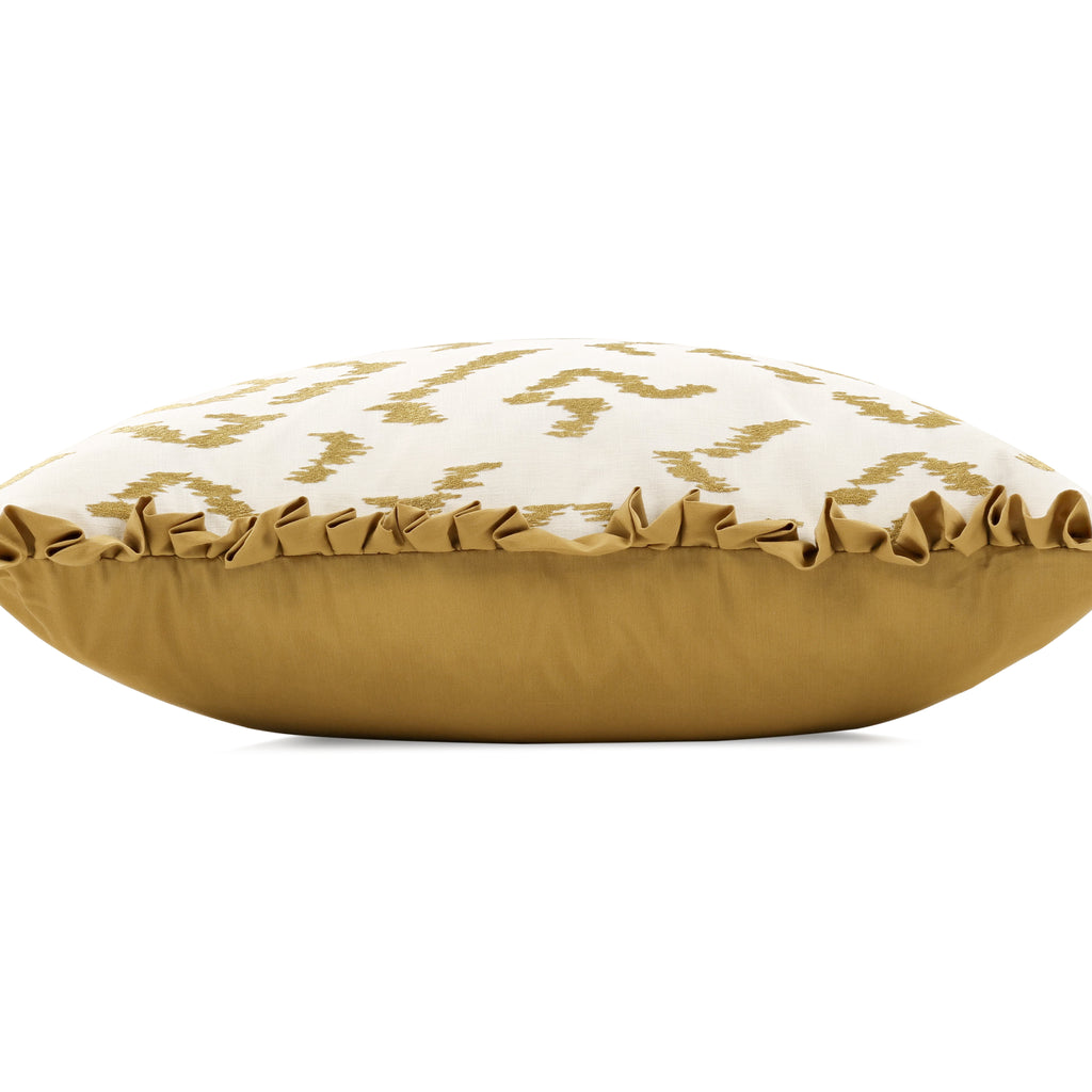 Folly 55cm Geometric Embroidered Cotton Cushion Husk Villa Nova