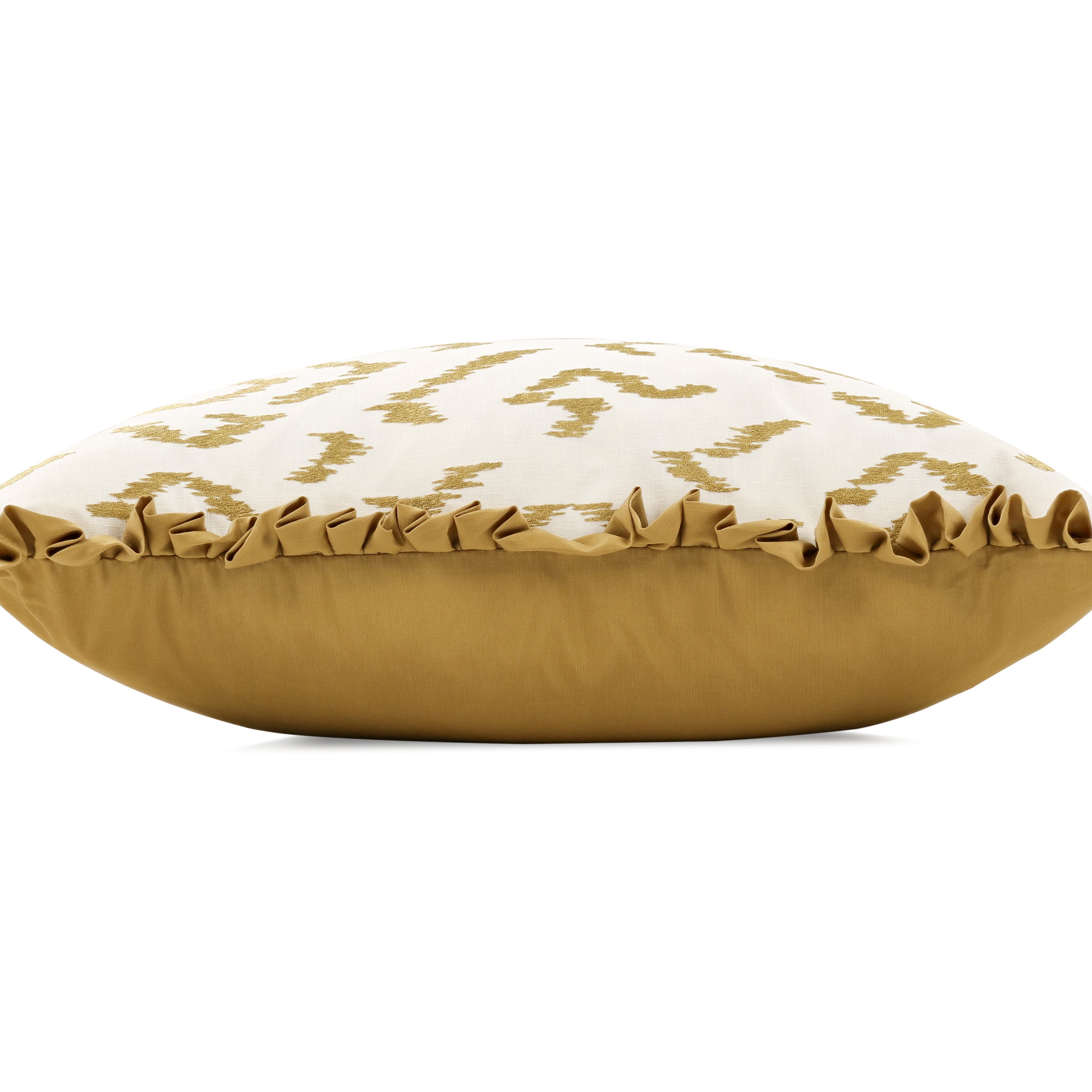 Folly 55cm Geometric Embroidered Cotton Cushion Husk Villa Nova