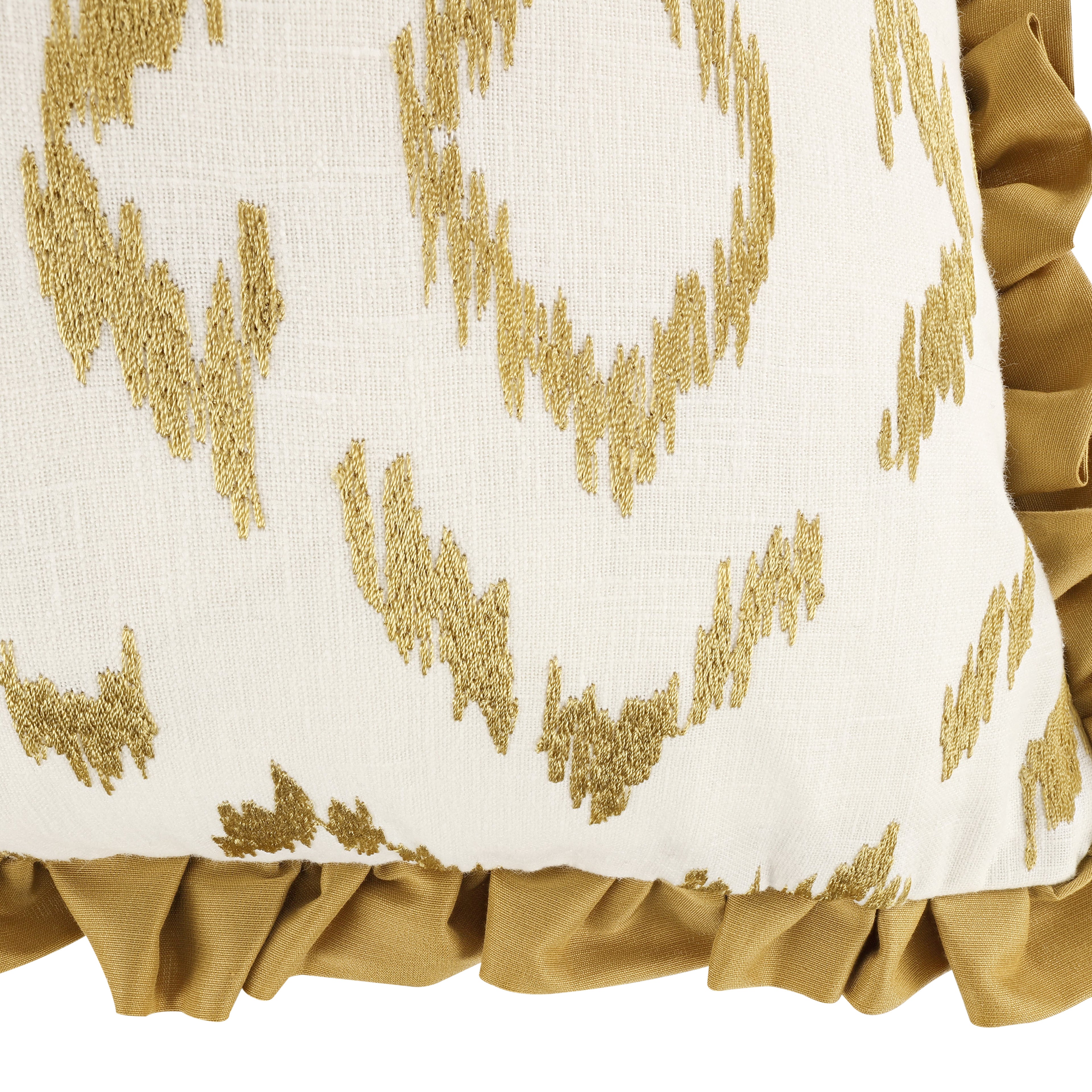 Folly 55cm Geometric Embroidered Cotton Cushion Husk Villa Nova
