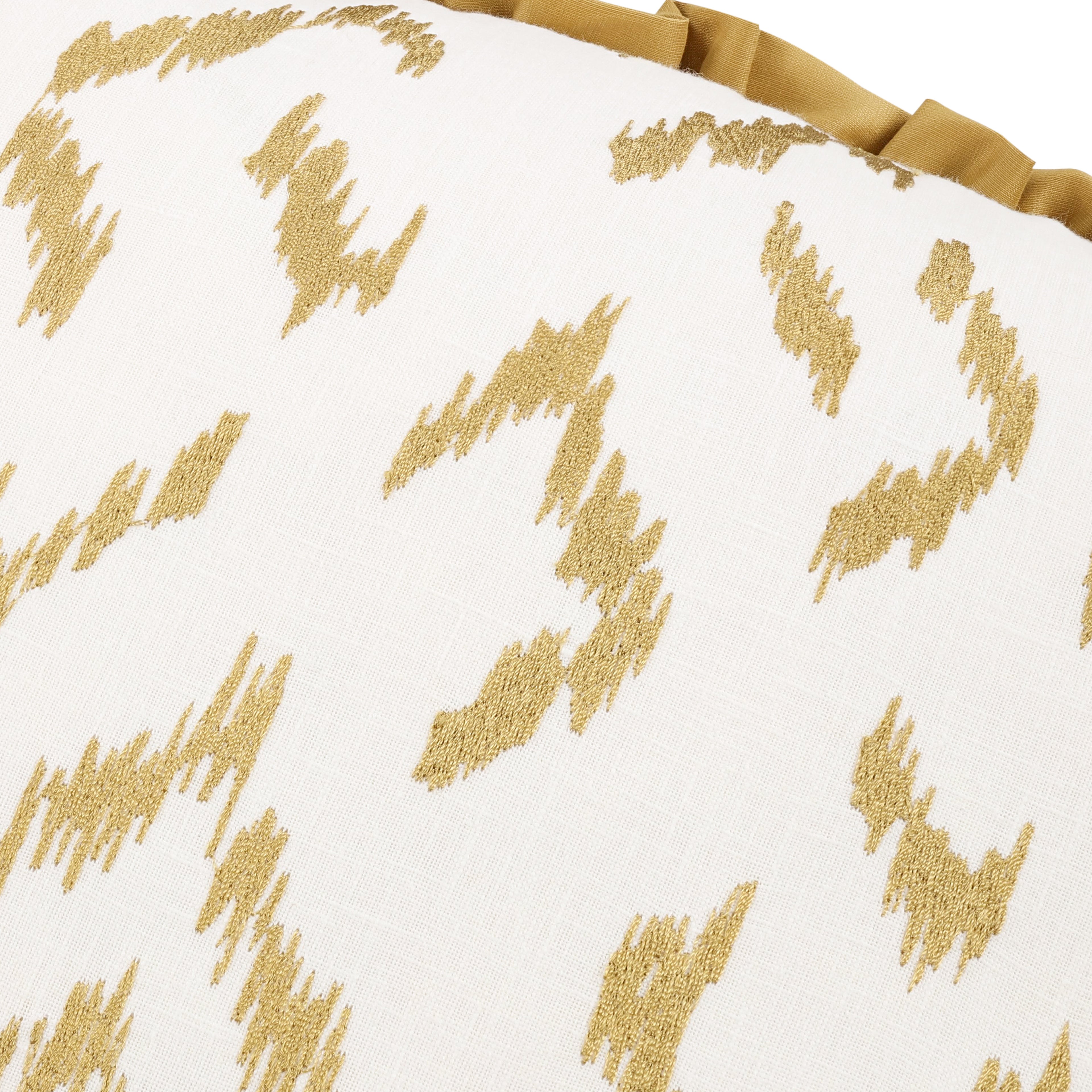 Folly 55cm Geometric Embroidered Cotton Cushion Husk Villa Nova