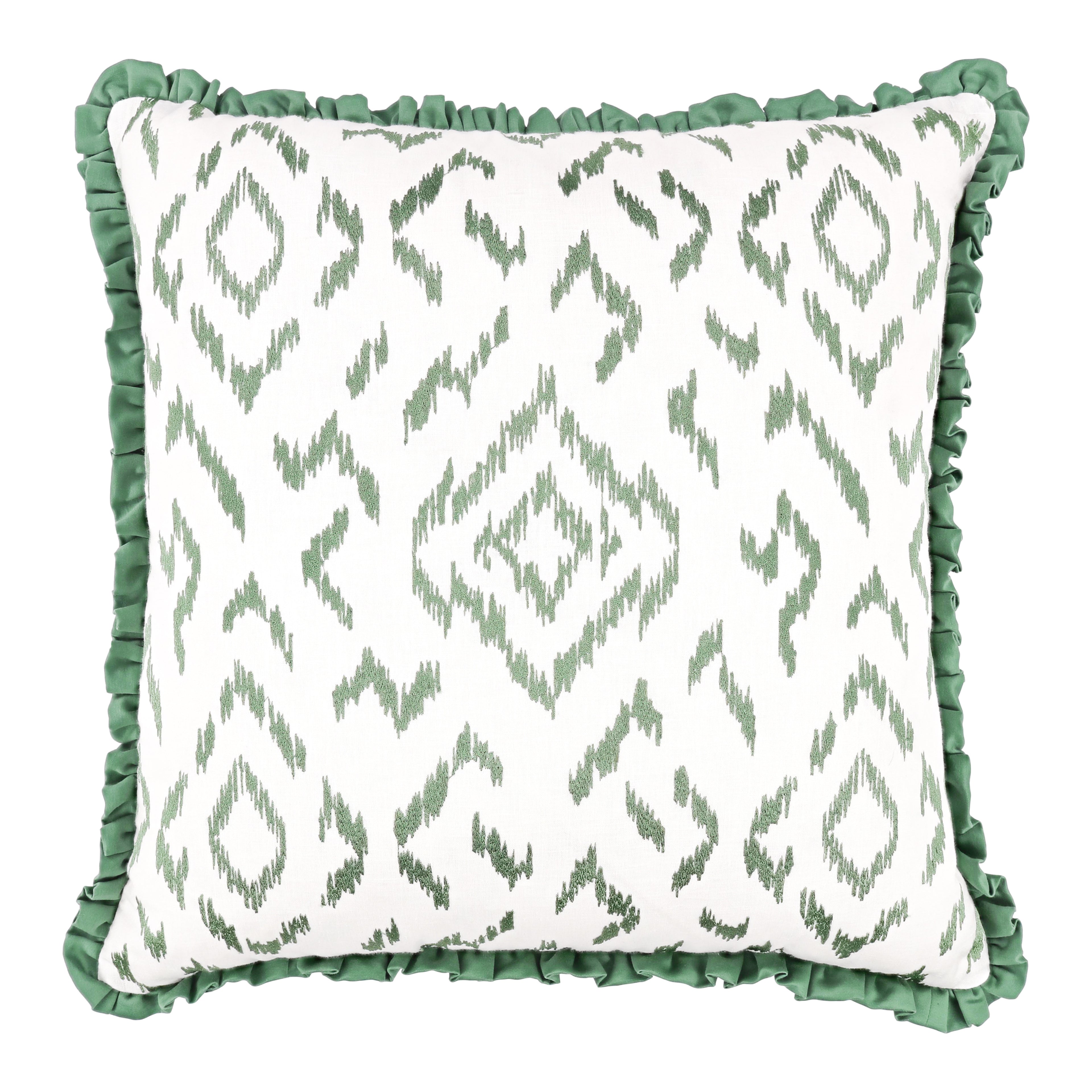 Folly 55cm Geometric Embroidered Cotton Cushion Eden Villa Nova