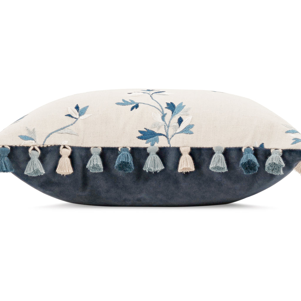 Aurea 40cm Velvet Botanical Cushion Cornflower Villa Nova