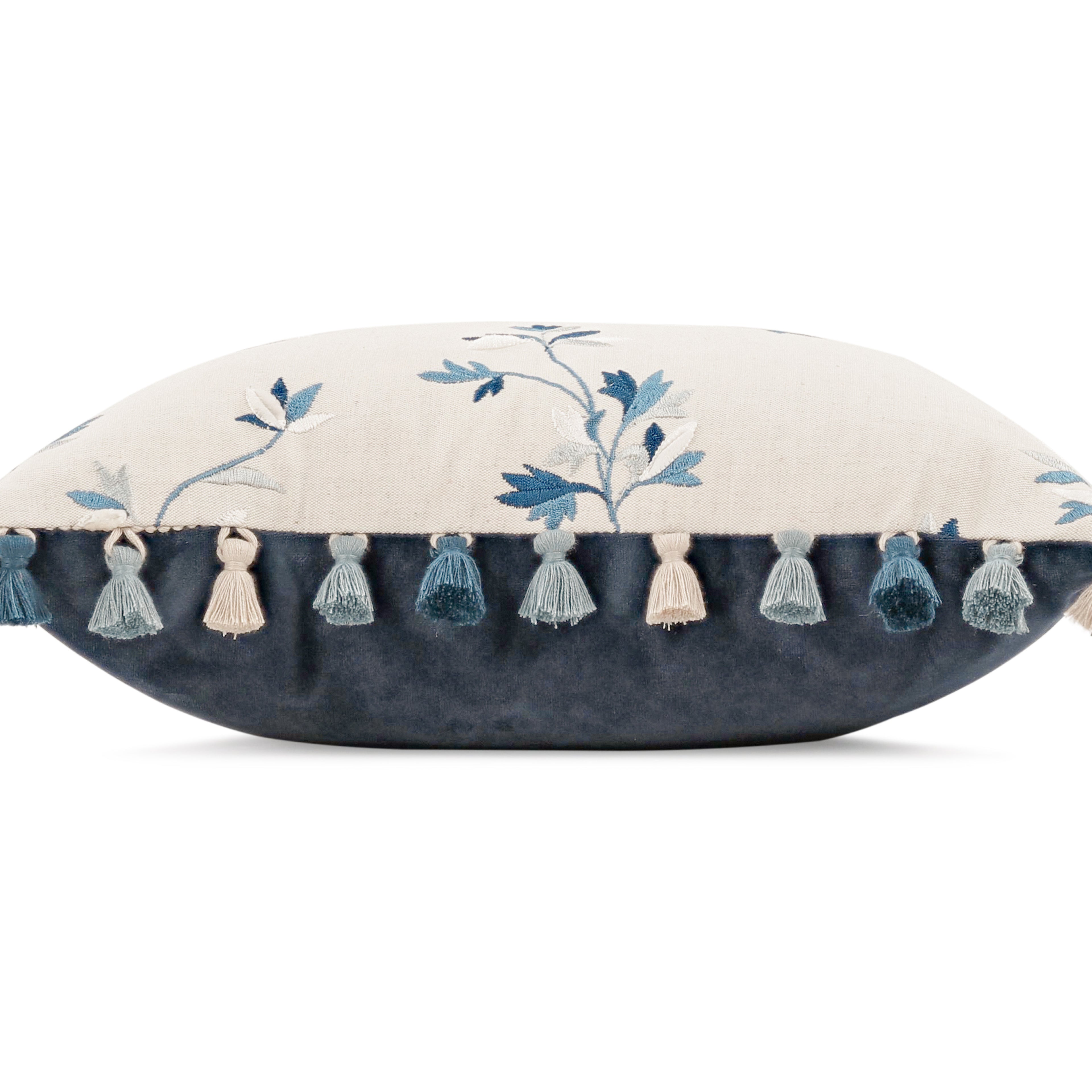 Aurea 40cm Velvet Botanical Cushion Cornflower Villa Nova