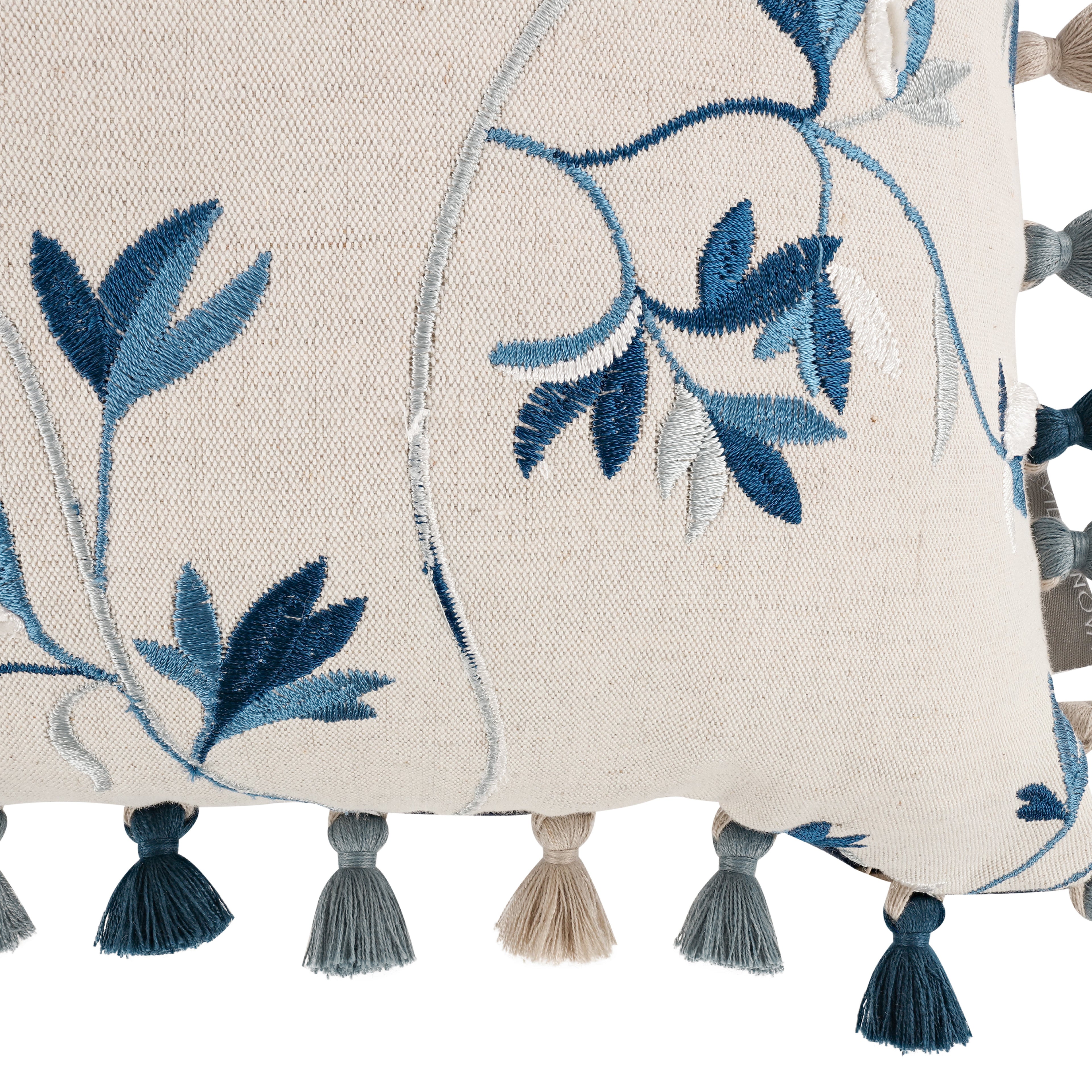 Aurea 40cm Velvet Botanical Cushion Cornflower Villa Nova