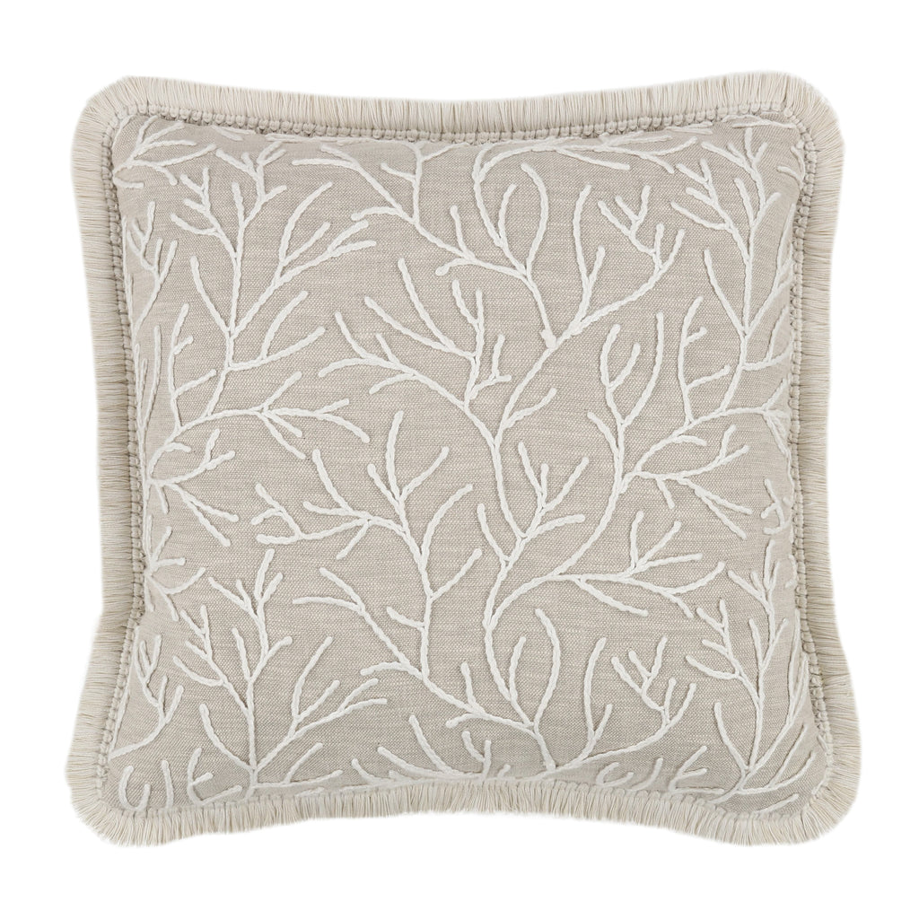 Cerelia 40cm Embroidered Botanical Cushion Birch Villa Nova