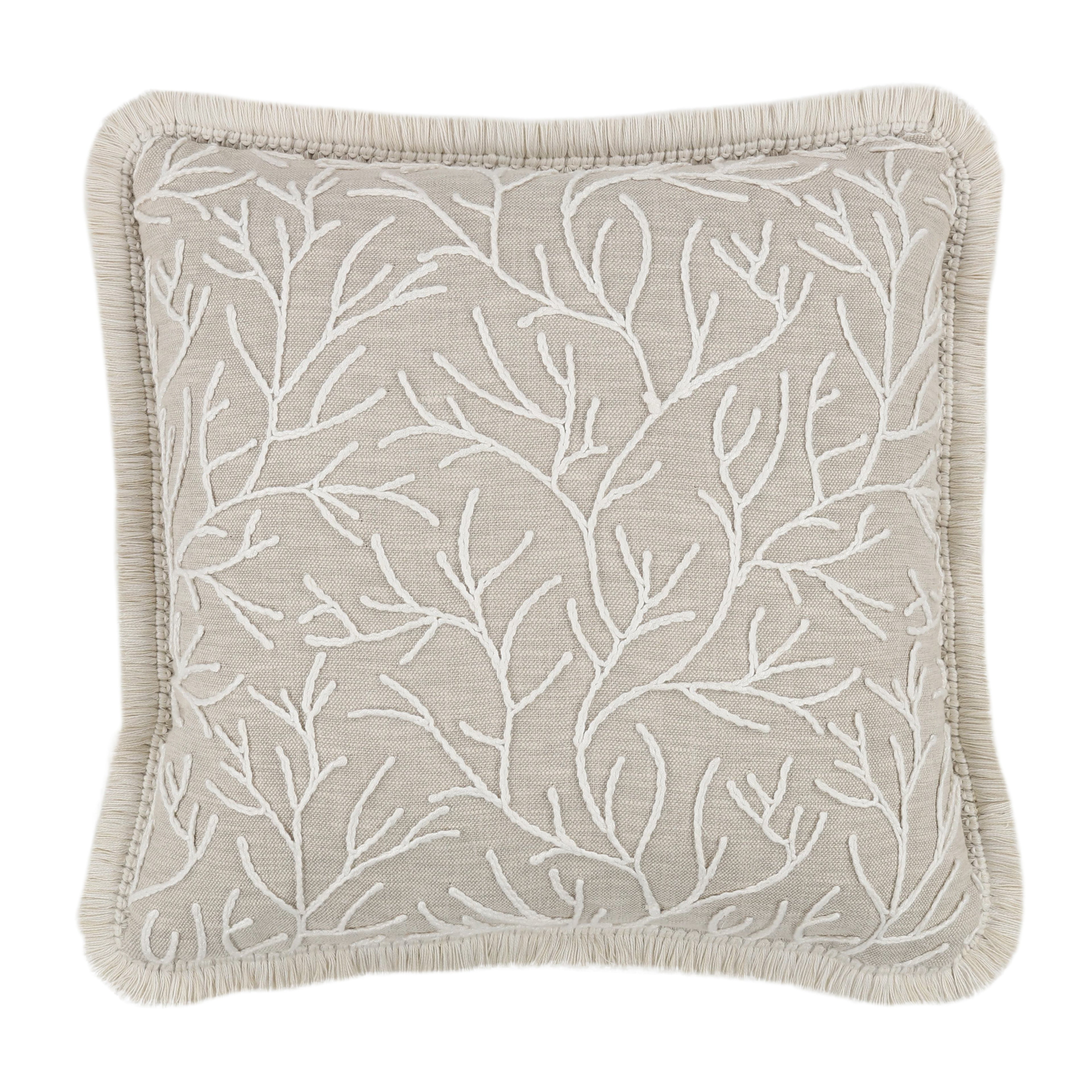 Cerelia 40cm Embroidered Botanical Cushion Birch Villa Nova