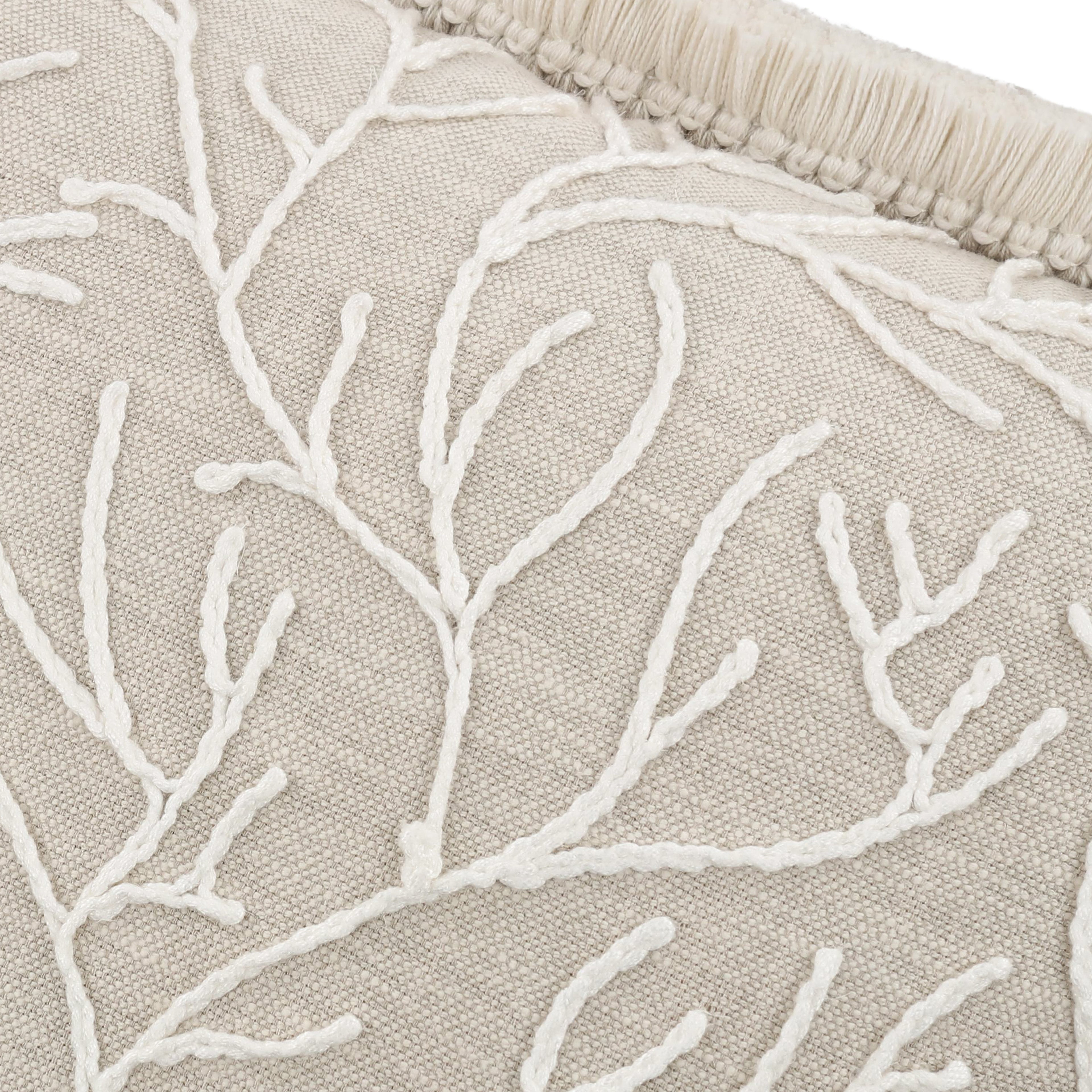 Cerelia 40cm Embroidered Botanical Cushion Birch Villa Nova