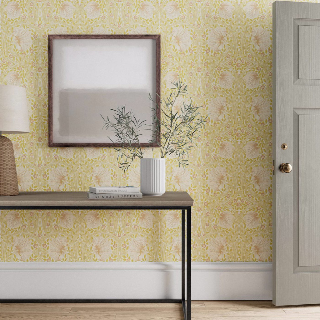 Morris & Co Pimpernel Sunflower Pink Floral Wallcovering