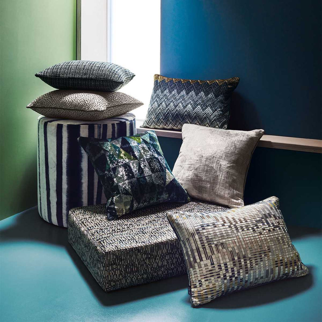 Kiriko Cushion Teal Textured Weave Black Edition