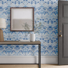 Load image into Gallery viewer, Morris &amp; Co Simply Strawberry Theif Woad Blue Floral Bird Wallcovering
