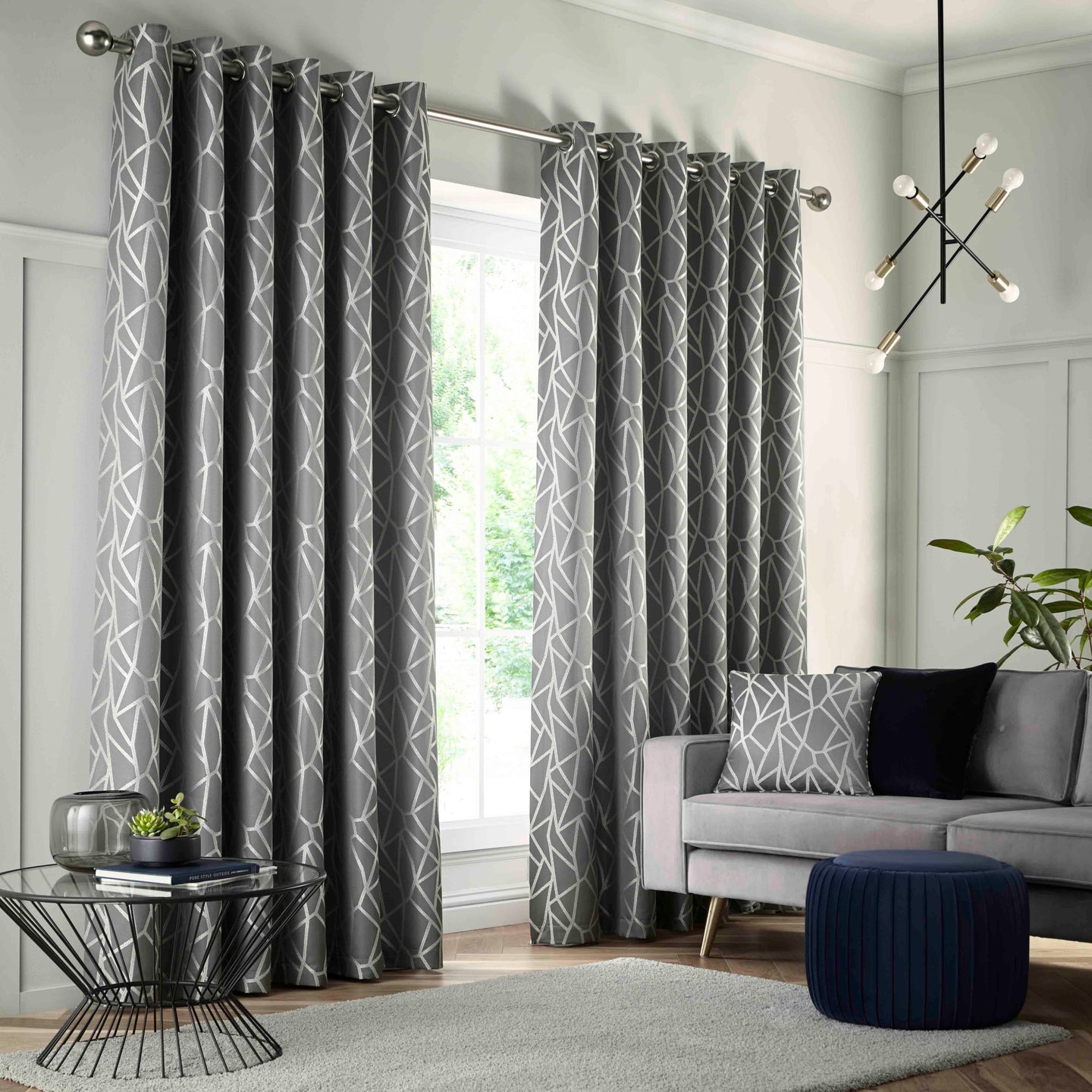 Como Pewter Eyelet Curtains by Studio G