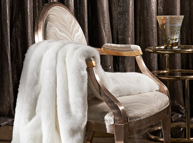 Arctic Fox Faux Fur Throw Zinc