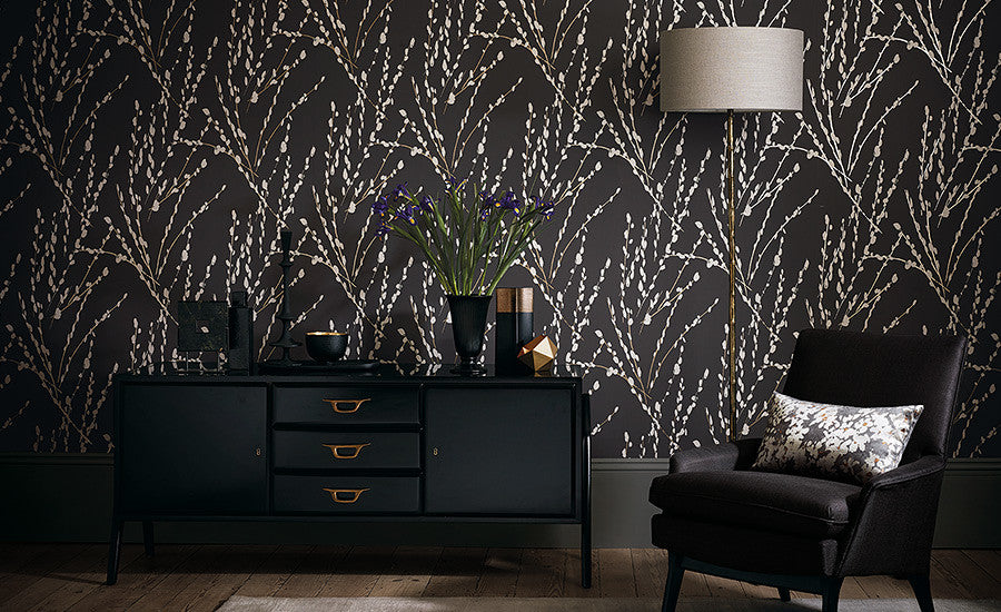 Mikado Wallcovering Charcoal Romo